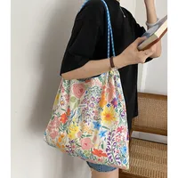 Yayu/Hyun-a Small Floral Canvas Shoulder Bag Women's Large Capacity New Ins Tote Bag Casual Bag sku image 4