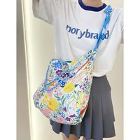 Yayu/Hyun-a Small Floral Canvas Shoulder Bag Women's Large Capacity New Ins Tote Bag Casual Bag sku image 9