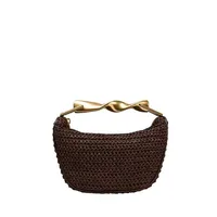 2025 New Special-Interest Design Woven Bag Portable Messenger Bag Metal Handle Straw Bag Beach Holiday Bag Fashion main image 2