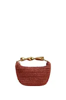 2025 New Special-Interest Design Woven Bag Portable Messenger Bag Metal Handle Straw Bag Beach Holiday Bag Fashion sku image 1