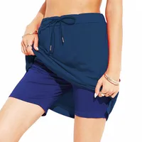 Supply Amazon  European And American Spring Summer Women's Wear Elegant Tied Solid Skirt Two-Layer Short Culottes main image 2