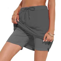 Supply Amazon  European And American Spring Summer Women's Wear Elegant Tied Solid Skirt Two-Layer Short Culottes main image 3