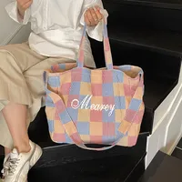 Large Capacity Plaid Crossbody Bag Women's 2025 New Fashion Ins New Style Commuter Student Class Shoulder Tote Bag main image 5