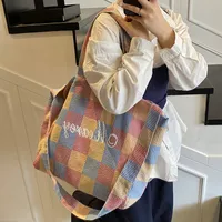 Large Capacity Plaid Crossbody Bag Women's 2025 New Fashion Ins New Style Commuter Student Class Shoulder Tote Bag main image 3