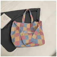 Large Capacity Plaid Crossbody Bag Women's 2025 New Fashion Ins New Style Commuter Student Class Shoulder Tote Bag sku image 1