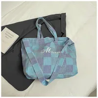 Large Capacity Plaid Crossbody Bag Women's 2025 New Fashion Ins New Style Commuter Student Class Shoulder Tote Bag sku image 2