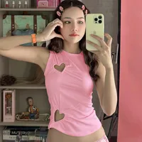 Women's T-shirt Sleeveless T-Shirts Fresh And Sweet Sweet Spicy Wind Solid Color main image 4