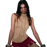 Women's T-shirt Sleeveless T-Shirts Sweet Spicy Wind Simple Style Streetwear Solid Color main image 5