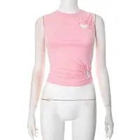 Women's T-shirt Sleeveless T-Shirts Fresh And Sweet Sweet Spicy Wind Solid Color sku image 2