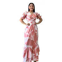 Women's Sheath Dress Casual Elegant V Neck Short Sleeve Printing Maxi Long Dress Holiday Daily main image 5