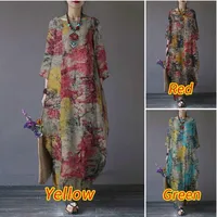 Women's Adults Tea Dress Elegant Style Temperament Commuter Collarless 3/4 Length Sleeve Printing Maxi Long Dress Casual Daily Tea Party main image 2