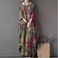 Women's Adults Tea Dress Elegant Style Temperament Commuter Collarless 3/4 Length Sleeve Printing Maxi Long Dress Casual Daily Tea Party main image 1