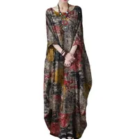 Women's Adults Tea Dress Elegant Style Temperament Commuter Collarless 3/4 Length Sleeve Printing Maxi Long Dress Casual Daily Tea Party main image 4