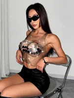 Women's Camisole Tank Tops Rhinestone Vacation Sexy Solid Color main image 4
