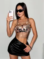 Women's Camisole Tank Tops Rhinestone Vacation Sexy Solid Color main image 2
