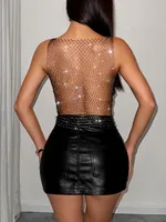 Women's Camisole Tank Tops Rhinestone Vacation Sexy Solid Color main image 6