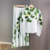 Casual Street Women's Adults Temperament Commuter Commute Style Plant Flowers Polyester Chiffon Leisure Suit Skirt Sets sku image 7