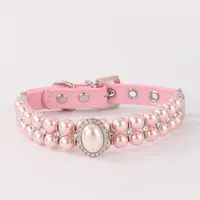 All Seasons Cute Pu Leather Imitation Pearl Geometric Leash Pet Collar sku image 11