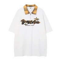 Adults Men's  Short Sleeve Men's Polo Shirts American Retro Letter sku image 3