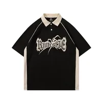 Adults Men's  Short Sleeve Men's Polo Shirts American Retro Letter main image 3