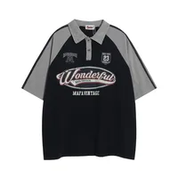 Adults Men's  Short Sleeve Men's Polo Shirts American Retro Letter main image 3