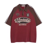 Adults Men's  Short Sleeve Men's Polo Shirts American Retro Letter sku image 1