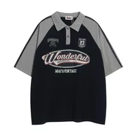 Adults Men's  Short Sleeve Men's Polo Shirts American Retro Letter sku image 5