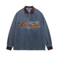 Adults Men's  Long Sleeve Men's Polo Shirts American Retro Cartoon main image 5