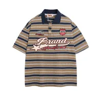 Adults Men's  Short Sleeve Men's Polo Shirts American Retro Stripe main image 5