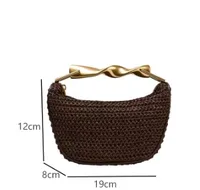 2025 New Special-Interest Design Woven Bag Portable Messenger Bag Metal Handle Straw Bag Beach Holiday Bag Fashion main image 6