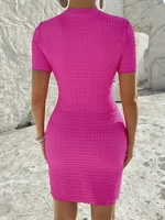 Women's Sheath Dress Elegant Sexy Round Neck Short Sleeve Solid Color Above Knee Travel Date main image 3