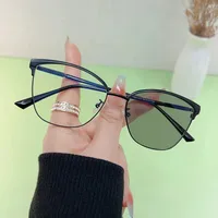 95201 Smart Color-changing Anti-blue-ray Glasses Women's  Retro Cat-shaped Frame Light-sensitive Gray-changing Proximity Glasses main image 5