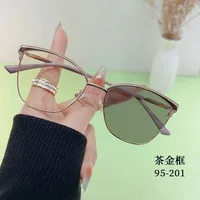 95201 Smart Color-changing Anti-blue-ray Glasses Women's  Retro Cat-shaped Frame Light-sensitive Gray-changing Proximity Glasses sku image 1