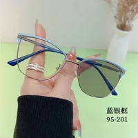 95201 Smart Color-changing Anti-blue-ray Glasses Women's  Retro Cat-shaped Frame Light-sensitive Gray-changing Proximity Glasses sku image 4