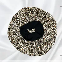 Hot Sale Printed Wide-brimmed Nightcap Hair Condiment Hat Leopard Print Sal Hair Loss Elastic Chemotherapy Cap Round Hat sku image 1