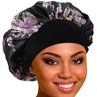 Hot Sale Printed Wide-brimmed Nightcap Hair Condiment Hat Leopard Print Sal Hair Loss Elastic Chemotherapy Cap Round Hat sku image 6