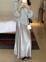 2025 Spring And Summer Royal Sister Style Solid Color Printing Others Maxi Long Dress Skirts sku image 11