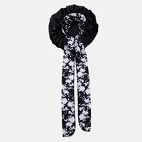 New   Hot Sale Wide-brimmed Long-tail Large Shower Cap Ribbon Printed Cap Large Color Ding Sleeping Hat sku image 3