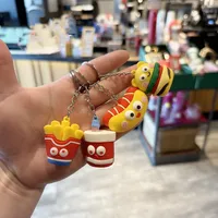 Cartoon Funny Hamburger Fries Simulation Food Keychain Cute Bag Car Hanging Funny Push Small Gifts sku image 5
