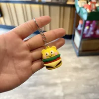 Cartoon Funny Hamburger Fries Simulation Food Keychain Cute Bag Car Hanging Funny Push Small Gifts sku image 2