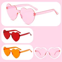 Europe And The United States Pink Heart Sunglasses Love Sunglasses Jelly Frameless Heart-shaped One-body Dazzling Color Glasses main image 4