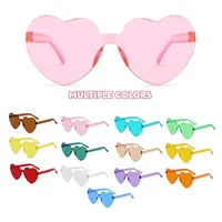 Europe And The United States Pink Heart Sunglasses Love Sunglasses Jelly Frameless Heart-shaped One-body Dazzling Color Glasses main image 1