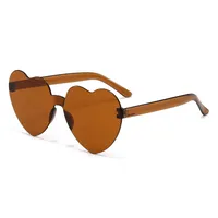 Europe And The United States Pink Heart Sunglasses Love Sunglasses Jelly Frameless Heart-shaped One-body Dazzling Color Glasses sku image 2