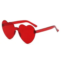 Europe And The United States Pink Heart Sunglasses Love Sunglasses Jelly Frameless Heart-shaped One-body Dazzling Color Glasses sku image 3