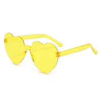 Europe And The United States Pink Heart Sunglasses Love Sunglasses Jelly Frameless Heart-shaped One-body Dazzling Color Glasses sku image 4