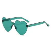 Europe And The United States Pink Heart Sunglasses Love Sunglasses Jelly Frameless Heart-shaped One-body Dazzling Color Glasses sku image 5