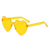 Europe And The United States Pink Heart Sunglasses Love Sunglasses Jelly Frameless Heart-shaped One-body Dazzling Color Glasses sku image 7