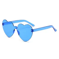 Europe And The United States Pink Heart Sunglasses Love Sunglasses Jelly Frameless Heart-shaped One-body Dazzling Color Glasses sku image 8