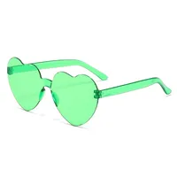 Europe And The United States Pink Heart Sunglasses Love Sunglasses Jelly Frameless Heart-shaped One-body Dazzling Color Glasses sku image 9