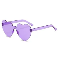 Europe And The United States Pink Heart Sunglasses Love Sunglasses Jelly Frameless Heart-shaped One-body Dazzling Color Glasses sku image 10
